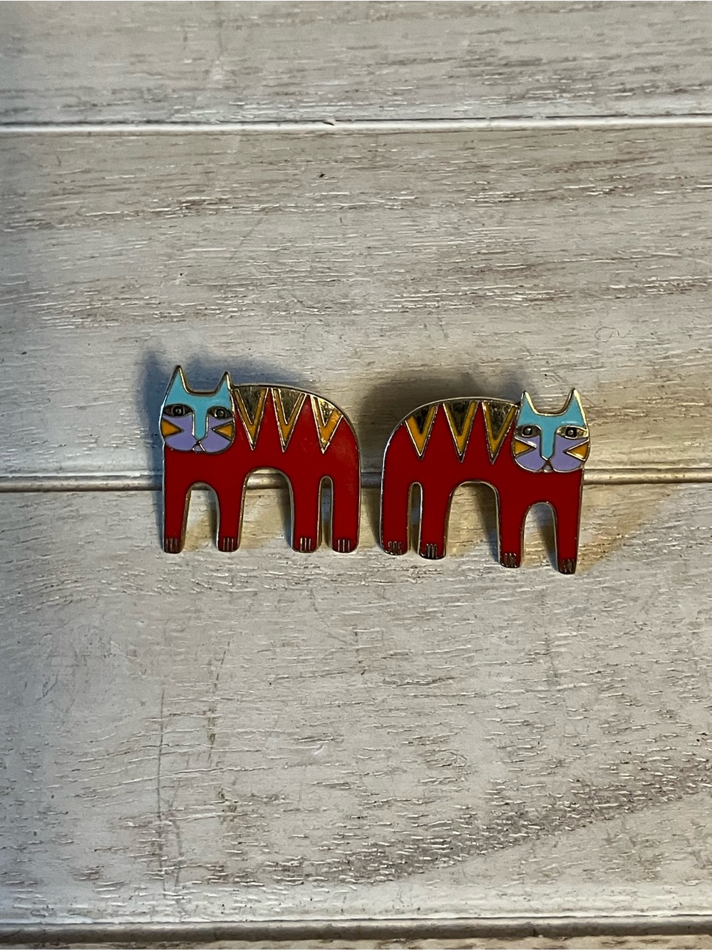 🌸Laurel Burch Red Enamel Cat Earrings